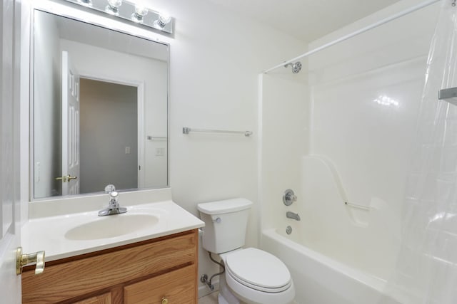 full bathroom with vanity, toilet, and tub / shower combination