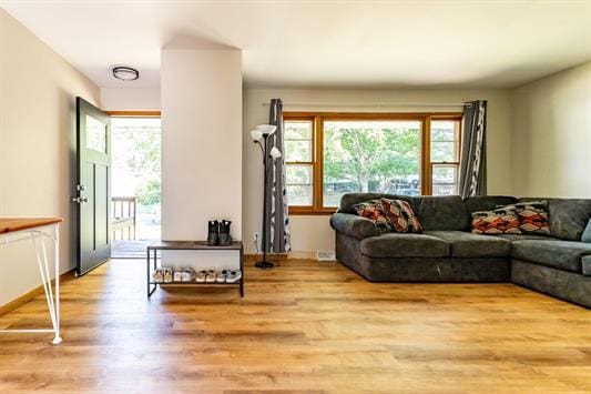 living room featuring light hardwood / wood-style floors