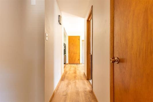 hall featuring light wood-type flooring