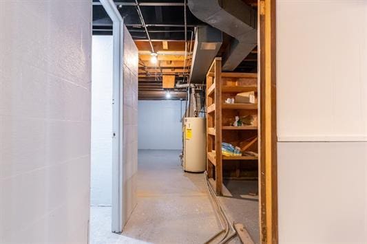 basement with water heater