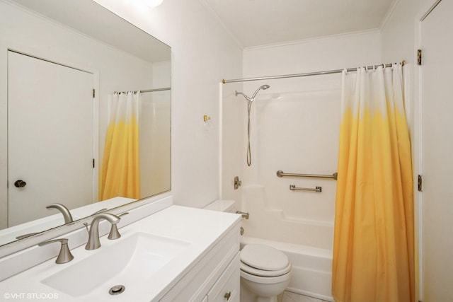 2028 Garden Ter, Hoffman Estates, IL 60169 - bathroom featuring shower / tub combo, vanity, and ornamental molding