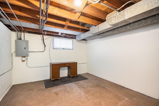 basement with electric panel