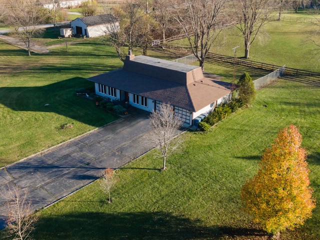 aerial view featuring a rural view