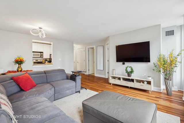 living room featuring light hardwood / wood-style floors