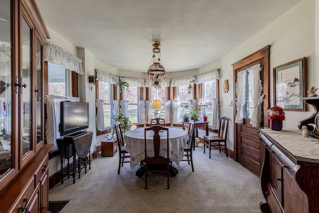 view of carpeted dining room