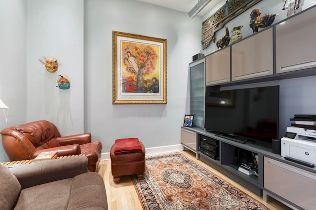 living room featuring light wood-type flooring