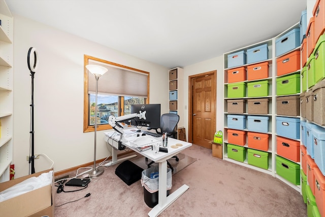 view of carpeted office space