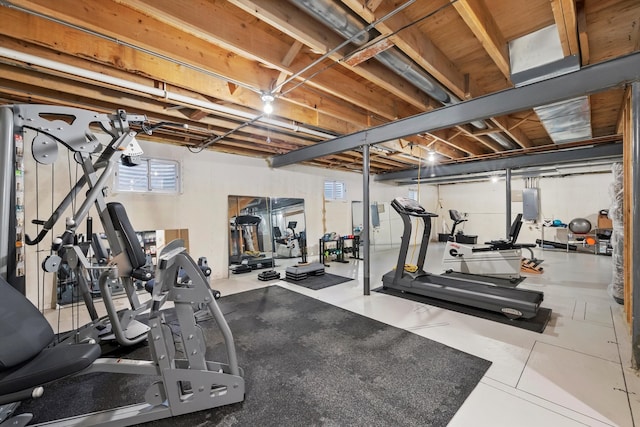 workout area featuring electric panel