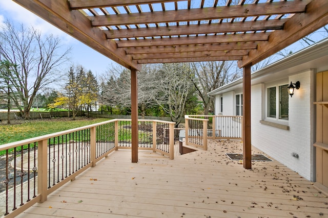 wooden terrace with a pergola