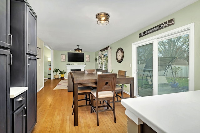 dining space featuring light hardwood / wood-style floors