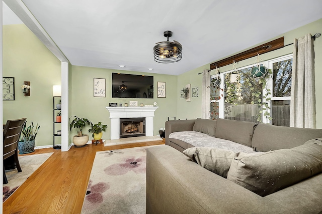 living room featuring light wood-type flooring