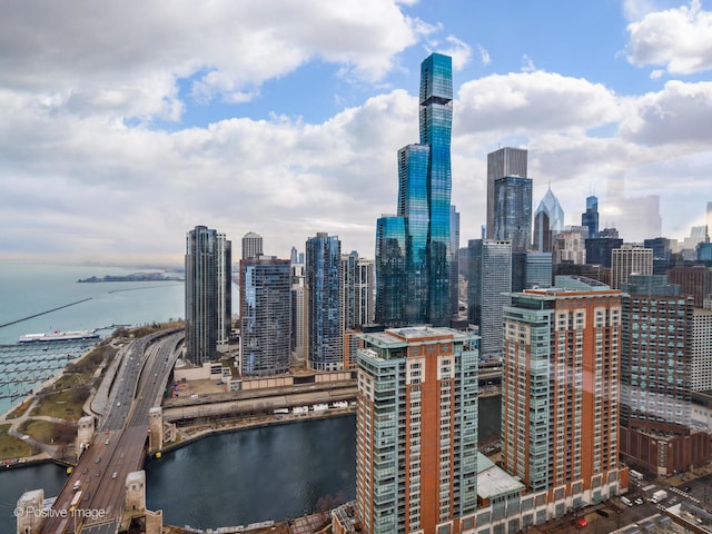 property's view of city with a water view