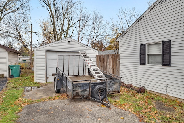 view of outbuilding featuring a garage