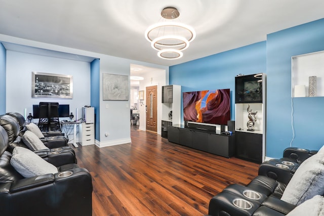 living room featuring dark hardwood / wood-style flooring