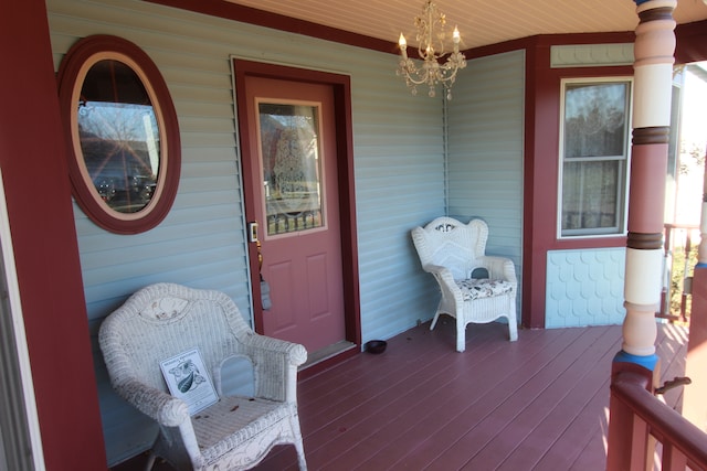 deck with covered porch