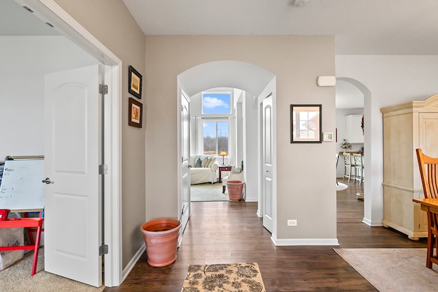 hall featuring dark hardwood / wood-style floors