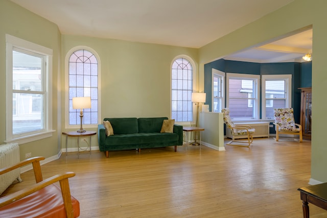 sitting room featuring light hardwood / wood-style flooring