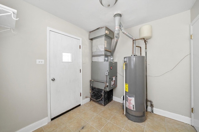 utilities with water heater and heating unit