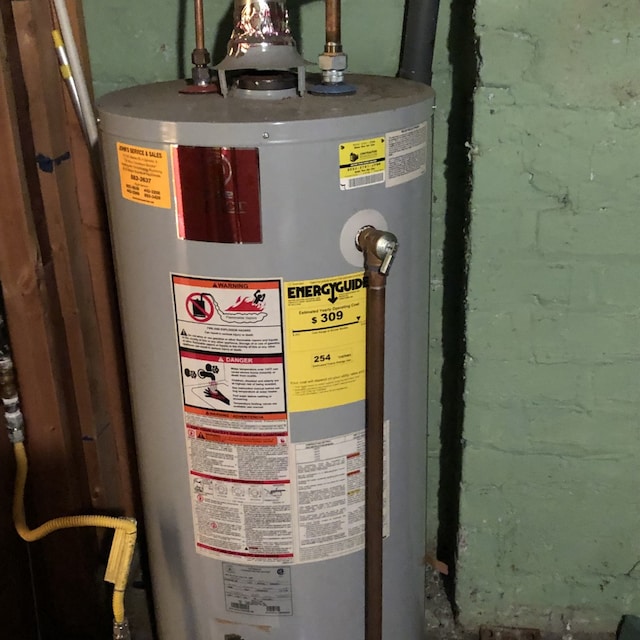 utility room featuring gas water heater