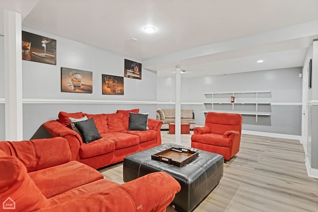 living room with light wood-type flooring