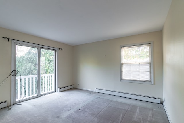 empty room with a baseboard heating unit