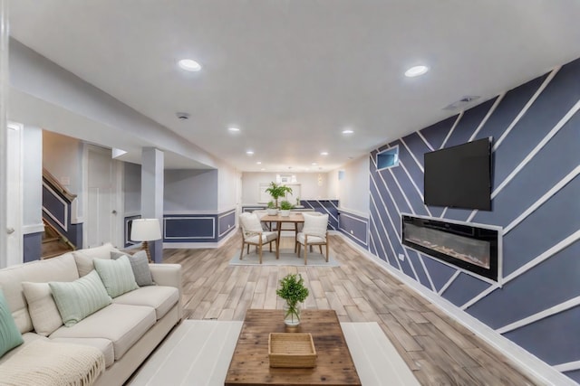 living room featuring wood-type flooring