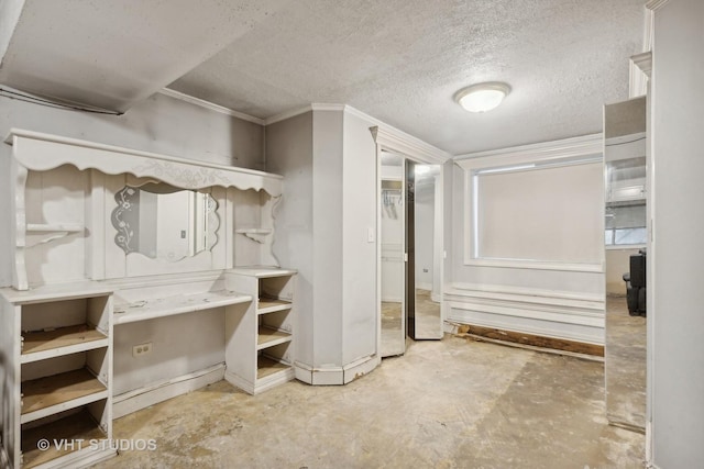 12416 S Trumbull Ave, Alsip, IL 60803 - below grade area featuring a textured ceiling and ornamental molding
