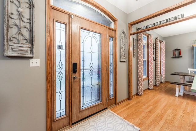 entryway with light wood-type flooring