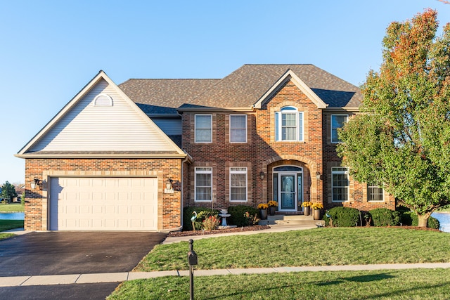 view of front of home with a garage and a front yard