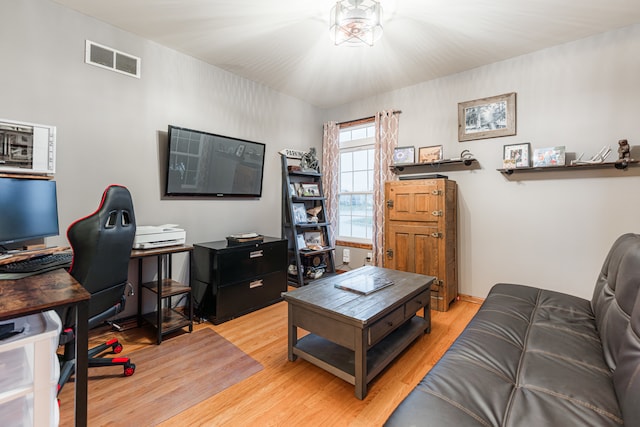 living room with light wood-type flooring