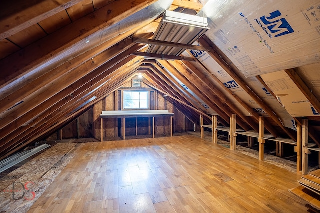 view of unfinished attic