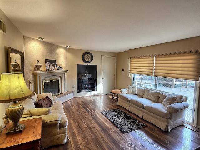 living room featuring wood-type flooring