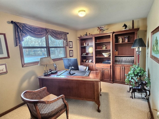 view of carpeted home office