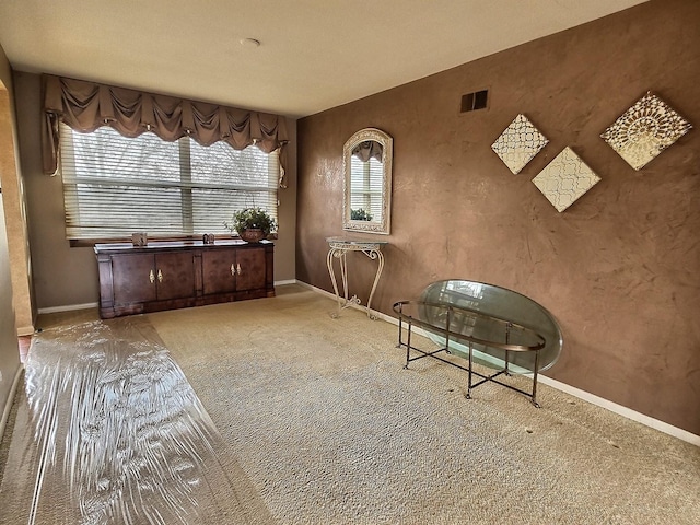 sitting room with plenty of natural light and carpet floors