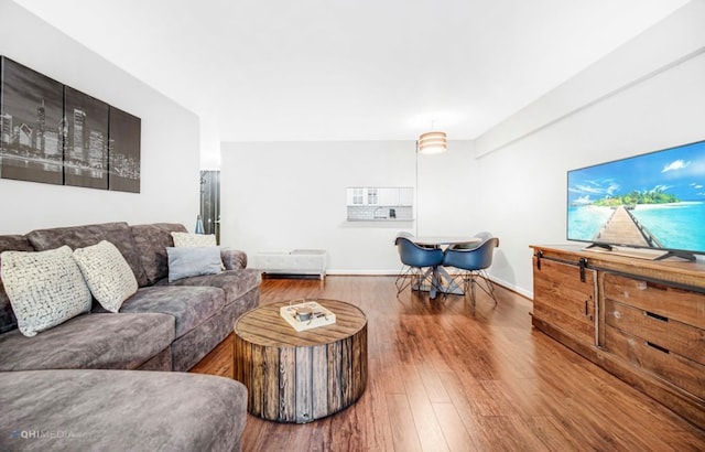 living room with hardwood / wood-style flooring