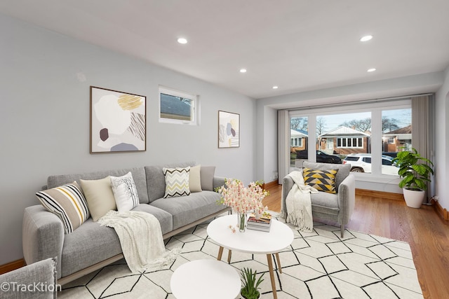 living room featuring light wood-type flooring