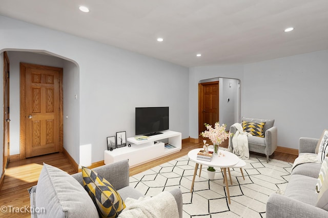 living room featuring light hardwood / wood-style floors