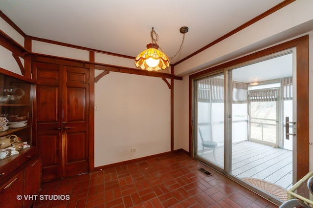 interior space with ornamental molding