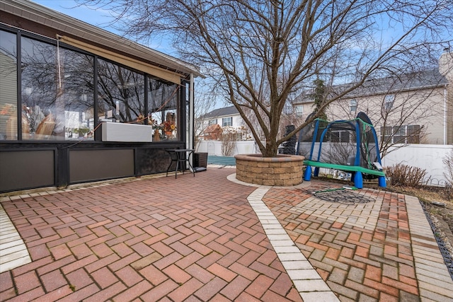 view of patio / terrace with a trampoline