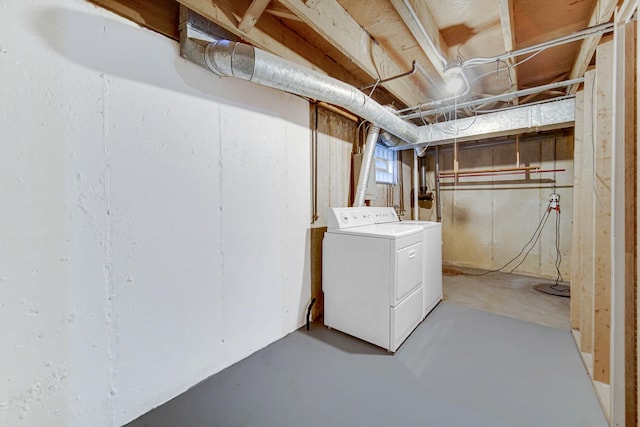 basement with independent washer and dryer