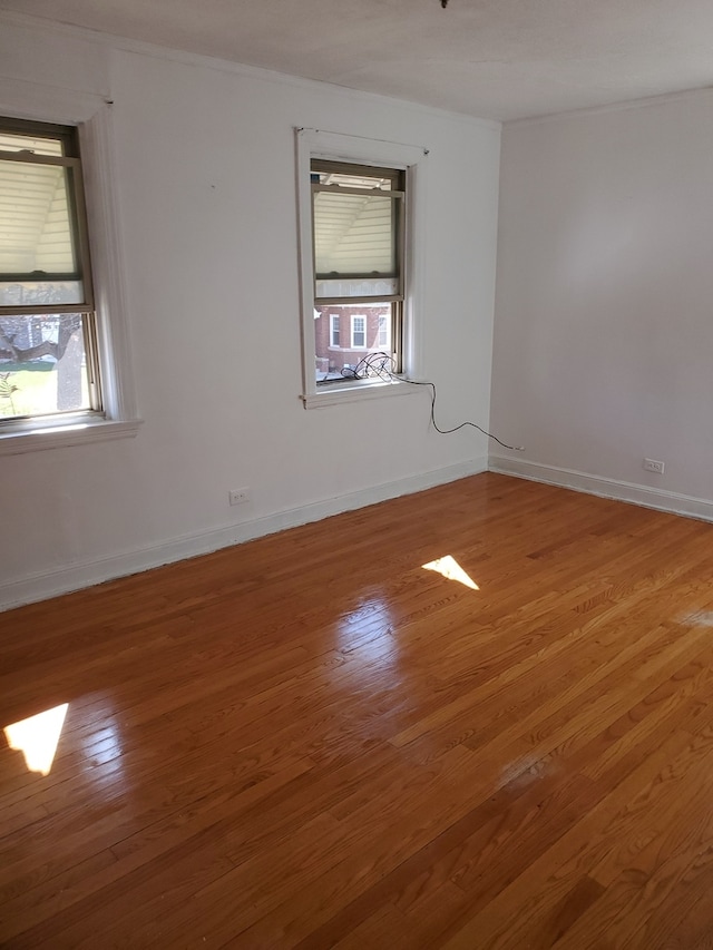 spare room featuring hardwood / wood-style flooring and plenty of natural light