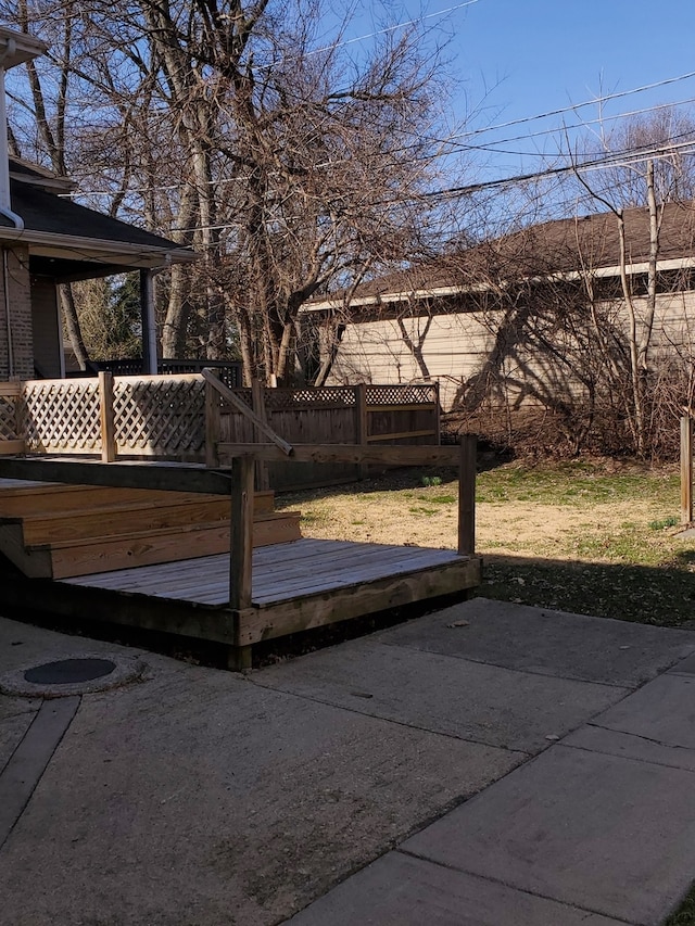 deck with a patio