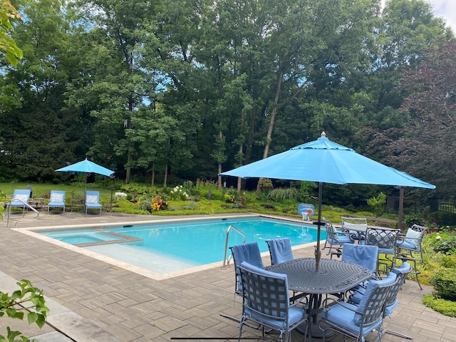 view of pool with a patio area