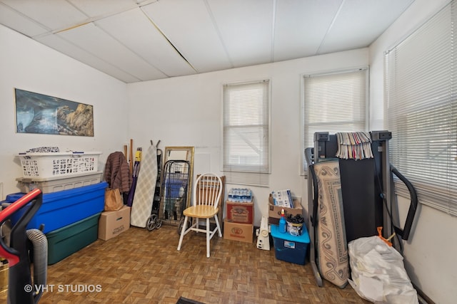 office with parquet flooring