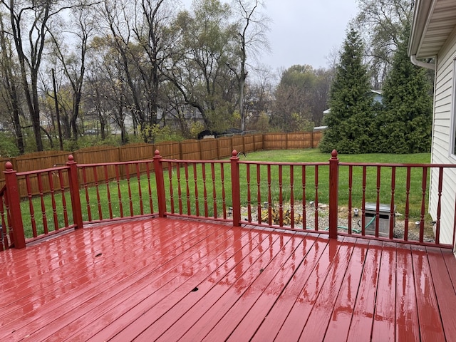 wooden deck featuring a yard