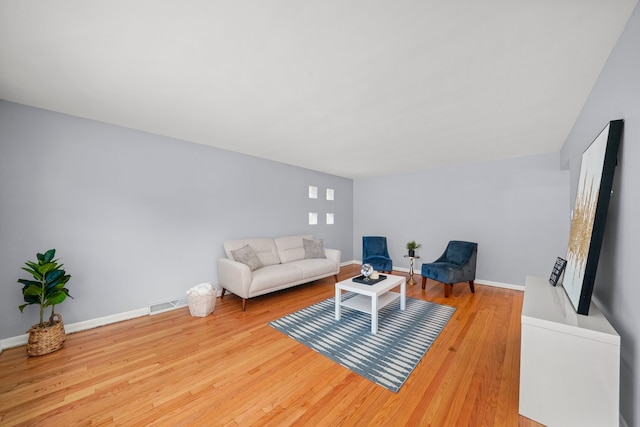 living room with light wood-type flooring