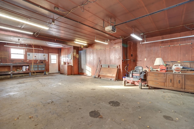 garage with a garage door opener