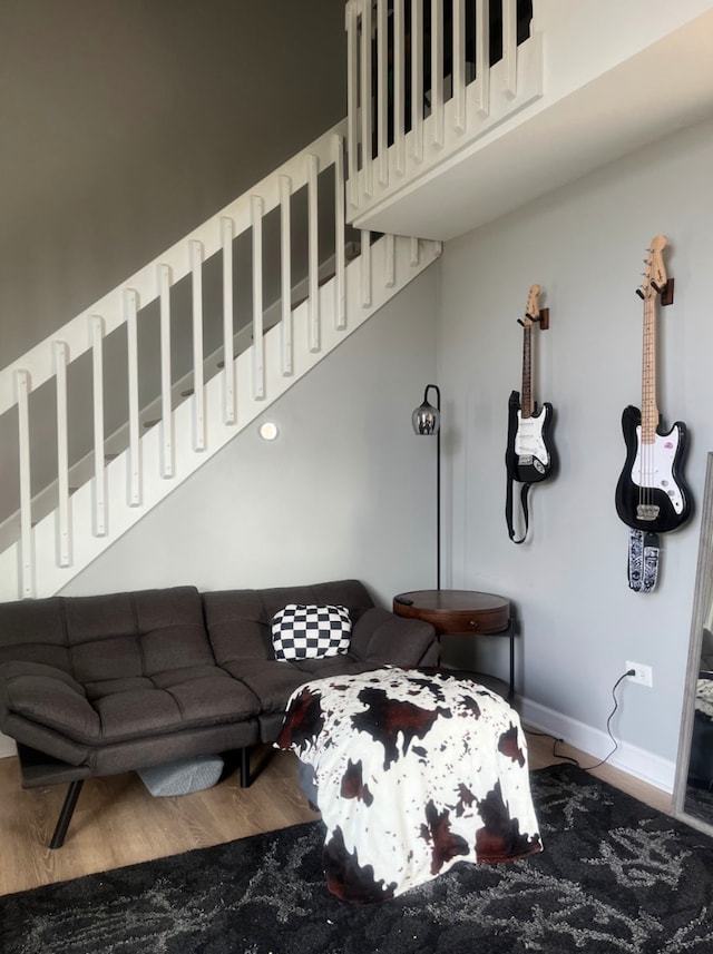 living room with wood-type flooring