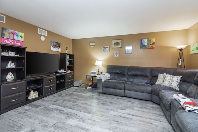 living room with light wood-type flooring