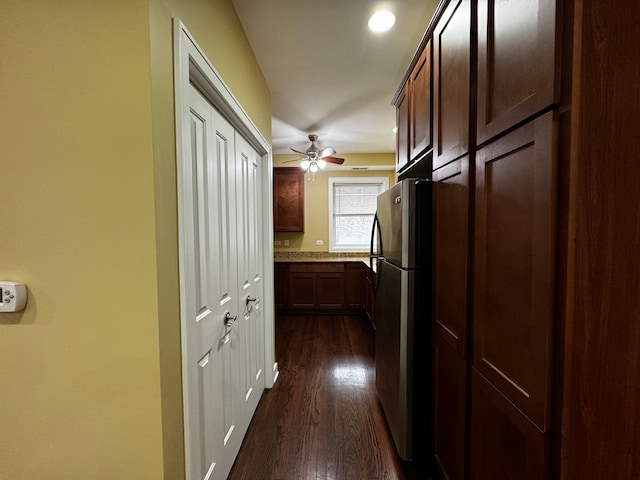 hall featuring dark hardwood / wood-style flooring